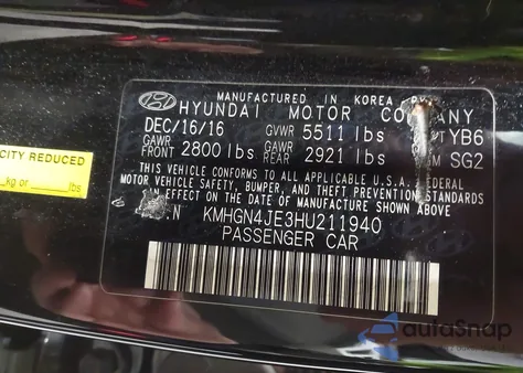 2017 Genesis G80 3.8 from USA, damaged, VIN KMHGN4JE3HU211940